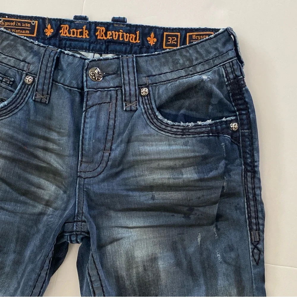 Rock Revival Jeans Mens Shorts Size 32 “Bryson” Distressed Denim - Picture 5 of 7